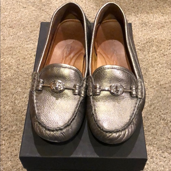 silver coach loafers